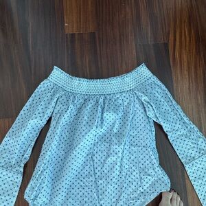 10 Crosby Derek Lam Blue Off-Shoulder Top